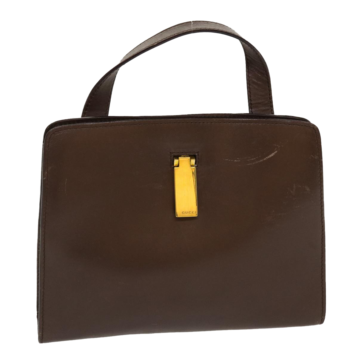 Gucci Hand Bag Leather Brown Auth Ar9113